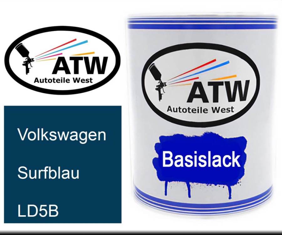 Volkswagen, Surfblau, LD5B: 1L Lackdose, von ATW Autoteile West.