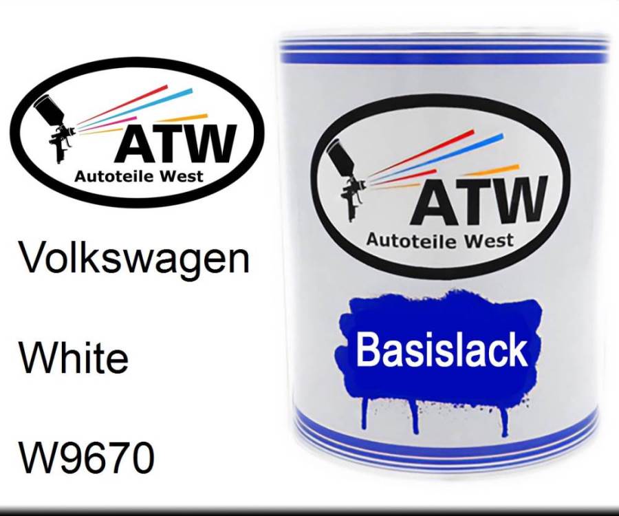 Volkswagen, White, W9670: 1L Lackdose, von ATW Autoteile West.