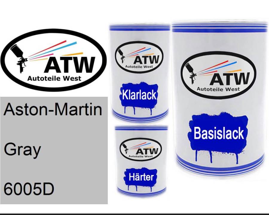 Aston-Martin, Gray, 6005D: 500ml Lackdose + 500ml Klarlack + 250ml Härter - Set, von ATW Autoteile West.