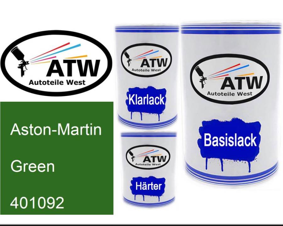 Aston-Martin, Green, 401092: 500ml Lackdose + 500ml Klarlack + 250ml Härter - Set, von ATW Autoteile West.