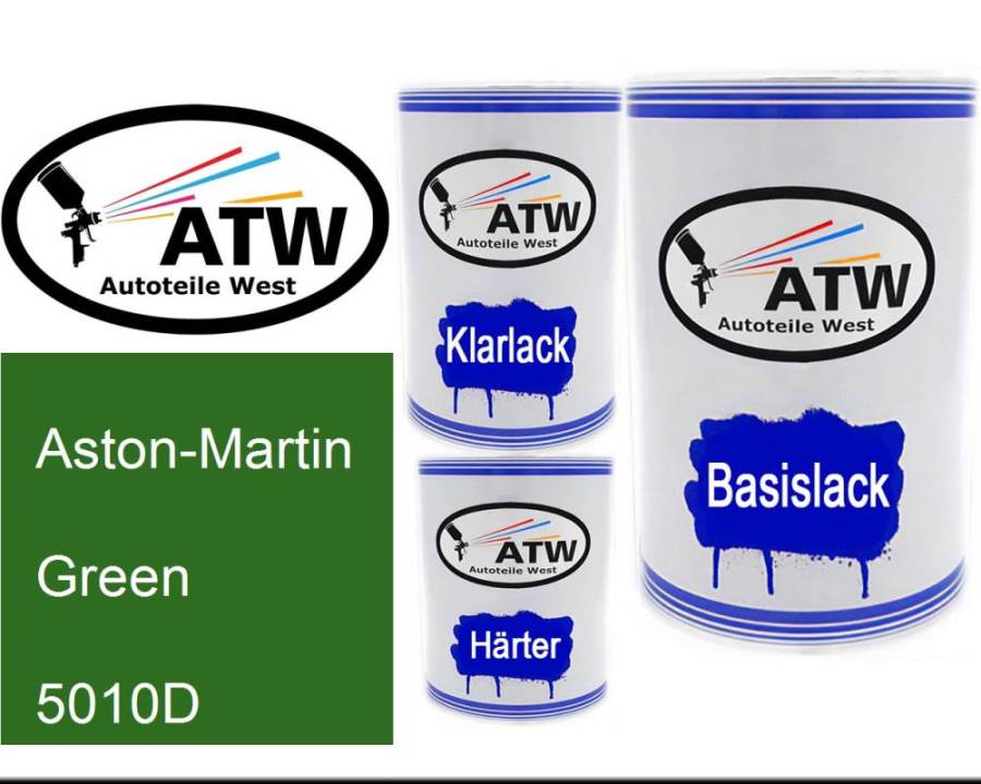 Aston-Martin, Green, 5010D: 500ml Lackdose + 500ml Klarlack + 250ml Härter - Set, von ATW Autoteile West.