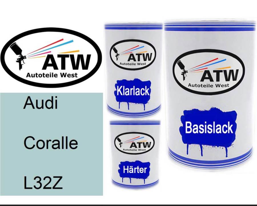 Audi, Coralle, L32Z: 500ml Lackdose + 500ml Klarlack + 250ml Härter - Set, von ATW Autoteile West.