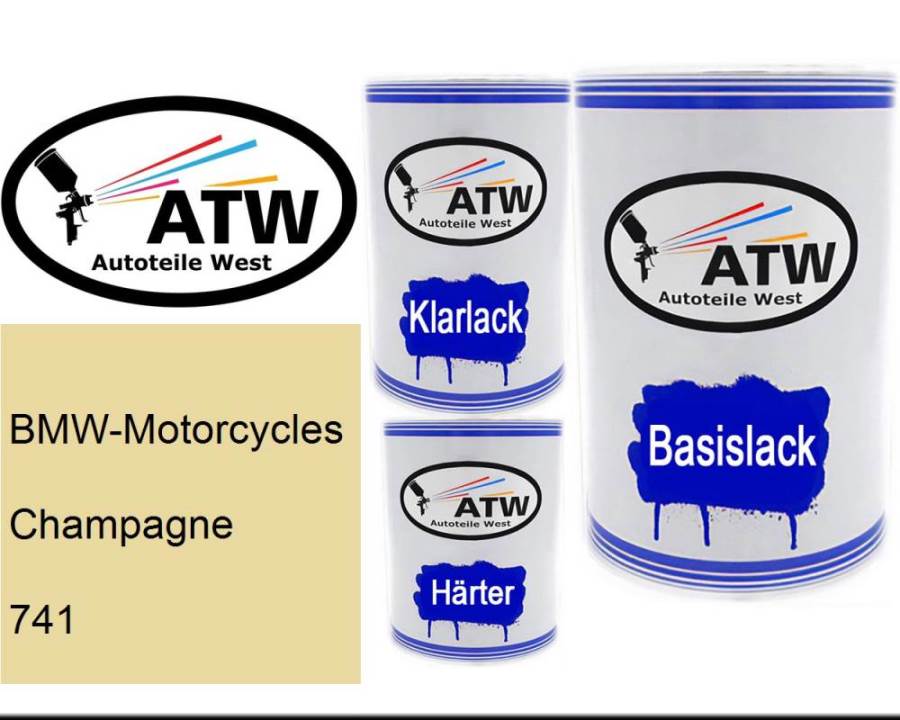 BMW-Motorcycles, Champagne, 741: 500ml Lackdose + 500ml Klarlack + 250ml Härter - Set, von ATW Autoteile West.