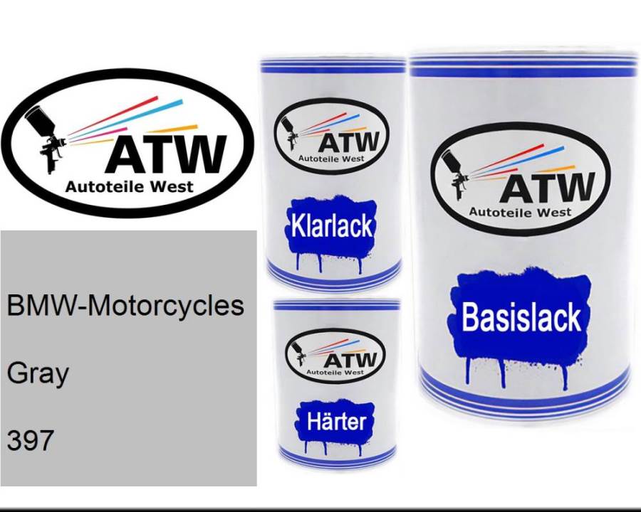 BMW-Motorcycles, Gray, 397: 500ml Lackdose + 500ml Klarlack + 250ml Härter - Set, von ATW Autoteile West.