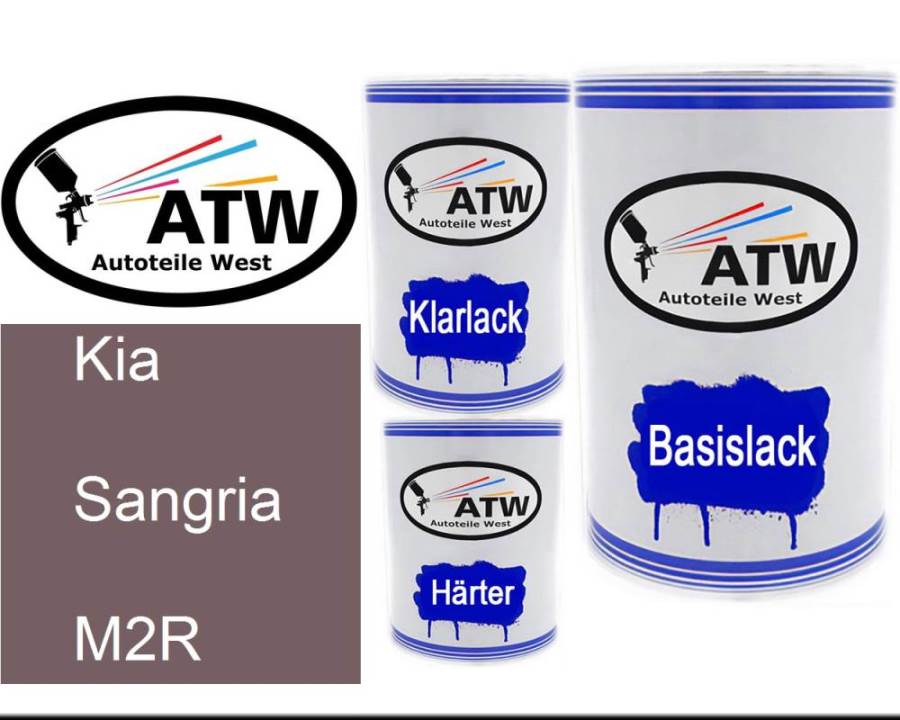 Kia, Sangria, M2R: 500ml Lackdose + 500ml Klarlack + 250ml Härter - Set, von ATW Autoteile West.