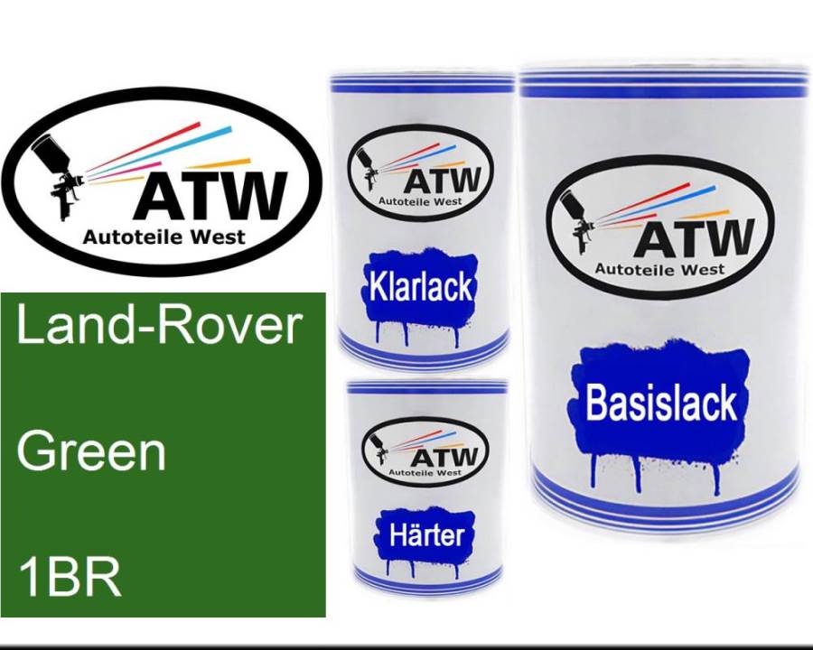 Land-Rover, Green, 1BR: 500ml Lackdose + 500ml Klarlack + 250ml Härter - Set, von ATW Autoteile West.