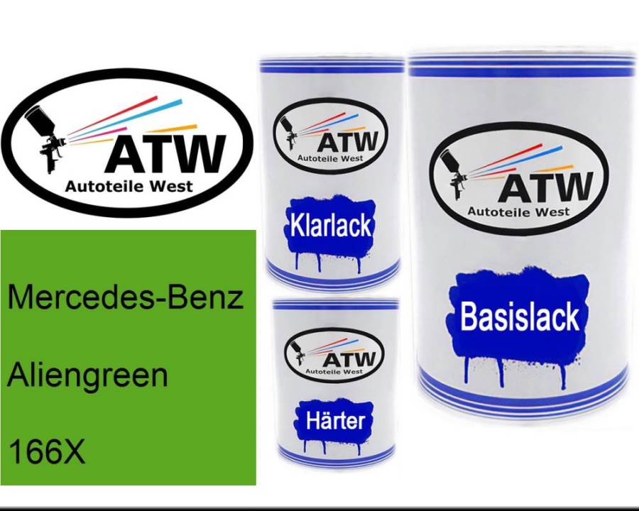 Mercedes-Benz, Aliengreen, 166X: 500ml Lackdose + 500ml Klarlack + 250ml Härter - Set, von ATW Autoteile West.