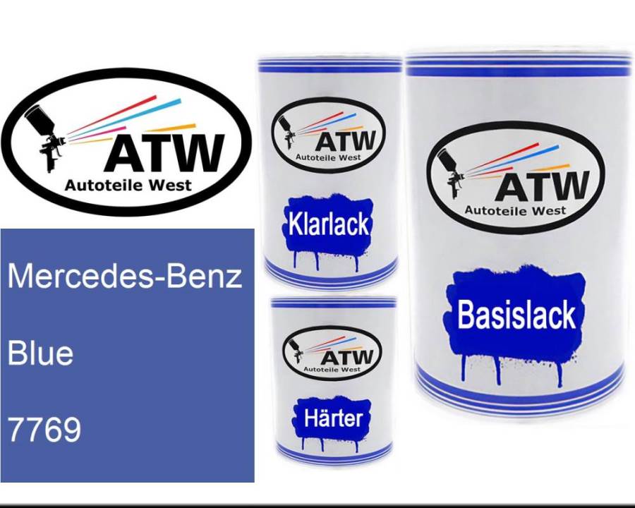 Mercedes-Benz, Blue, 7769: 500ml Lackdose + 500ml Klarlack + 250ml Härter - Set, von ATW Autoteile West.
