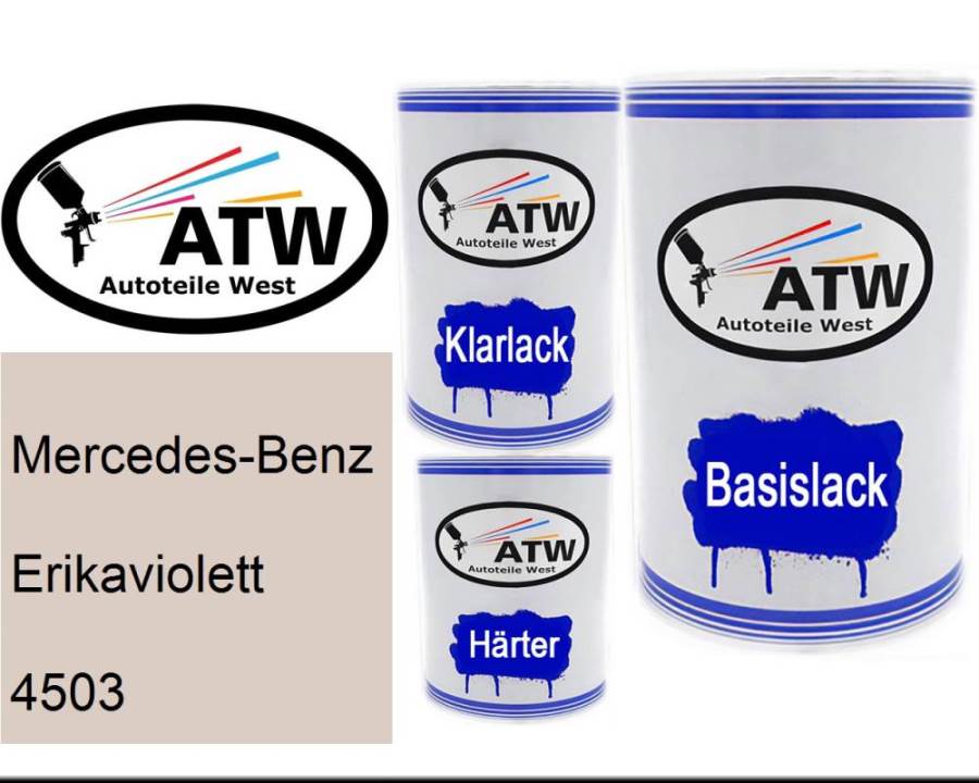 Mercedes-Benz, Erikaviolett, 4503: 500ml Lackdose + 500ml Klarlack + 250ml Härter - Set, von ATW Autoteile West.