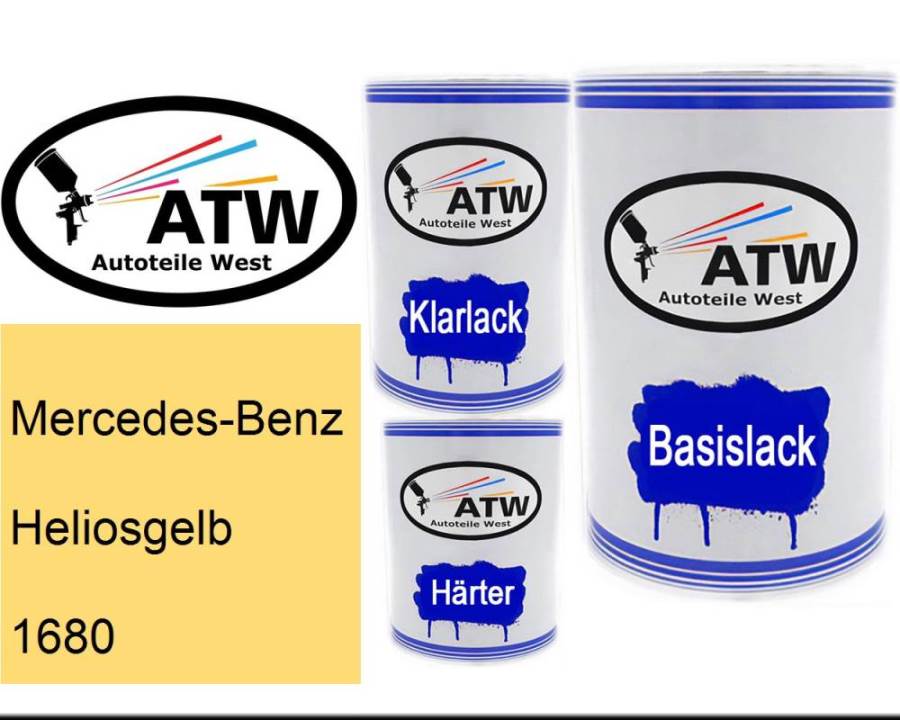 Mercedes-Benz, Heliosgelb, 1680: 500ml Lackdose + 500ml Klarlack + 250ml Härter - Set, von ATW Autoteile West.