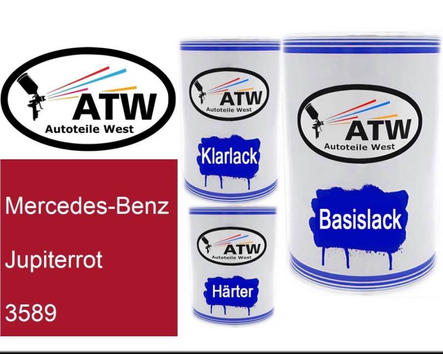 Mercedes-Benz, Jupiterrot, 3589: 500ml Lackdose + 500ml Klarlack + 250ml Härter - Set, von ATW Autoteile West.