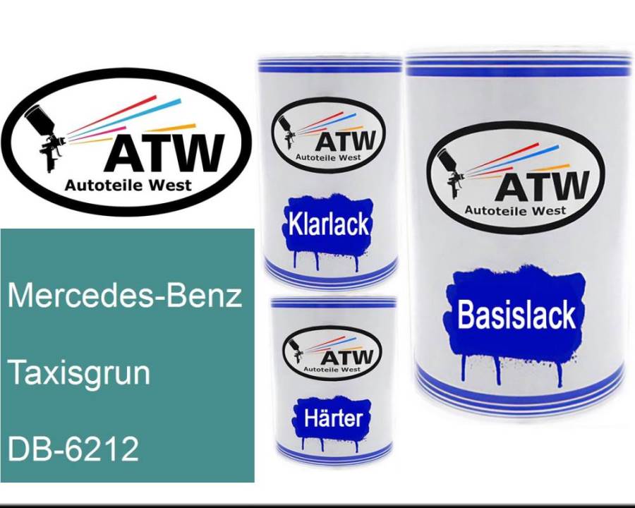 Mercedes-Benz, Taxisgrun, DB-6212: 500ml Lackdose + 500ml Klarlack + 250ml Härter - Set, von ATW Autoteile West.