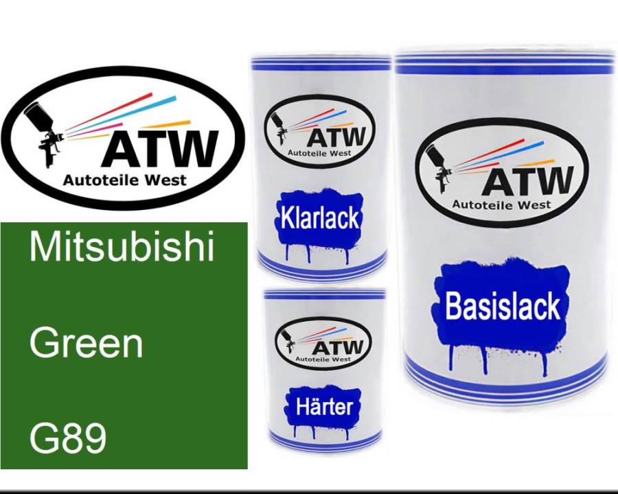 Mitsubishi, Green, G89: 500ml Lackdose + 500ml Klarlack + 250ml Härter - Set, von ATW Autoteile West.