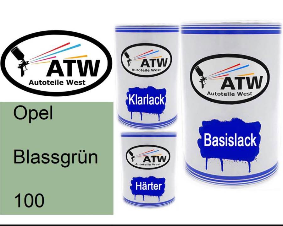 Opel, Blassgrün, 100: 500ml Lackdose + 500ml Klarlack + 250ml Härter - Set, von ATW Autoteile West.