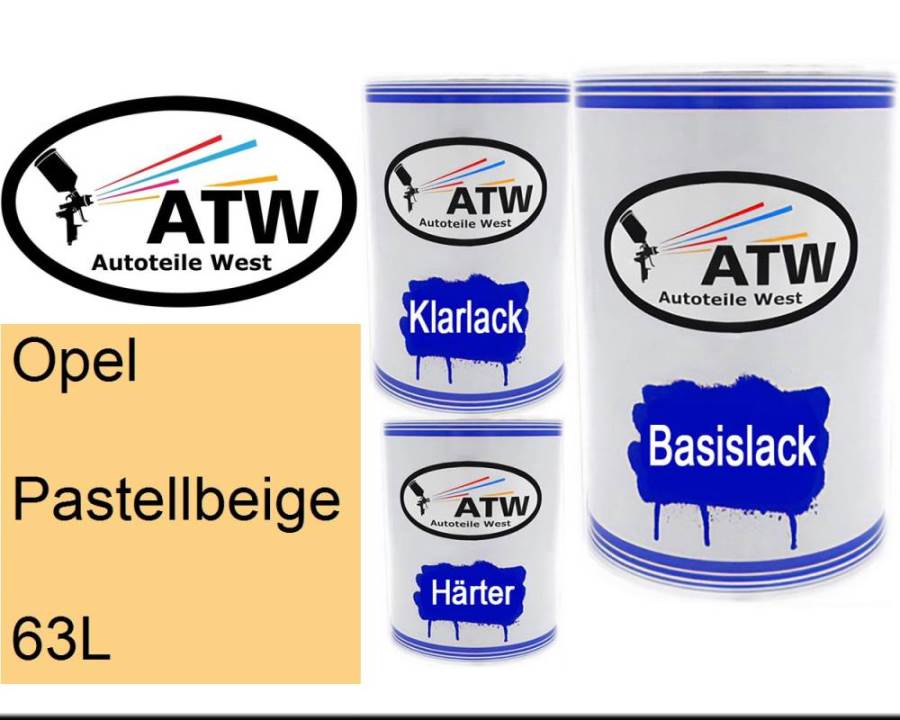 Opel, Pastellbeige, 63L: 500ml Lackdose + 500ml Klarlack + 250ml Härter - Set, von ATW Autoteile West.