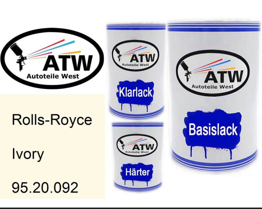 Rolls-Royce, Ivory, 95.20.092: 500ml Lackdose + 500ml Klarlack + 250ml Härter - Set, von ATW Autoteile West.