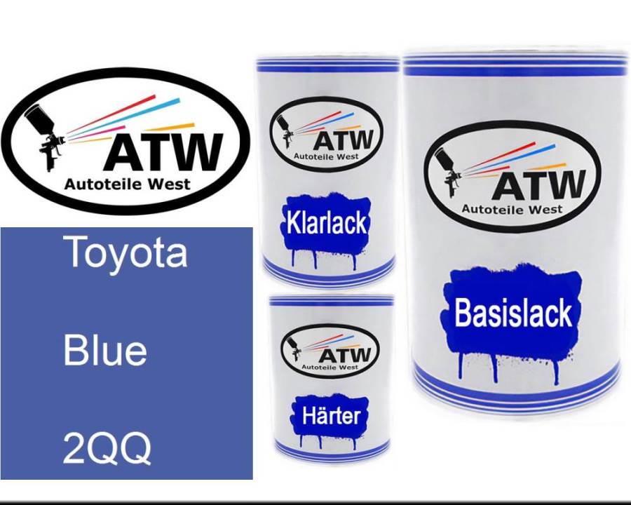 Toyota, Blue, 2QQ: 500ml Lackdose + 500ml Klarlack + 250ml Härter - Set, von ATW Autoteile West.