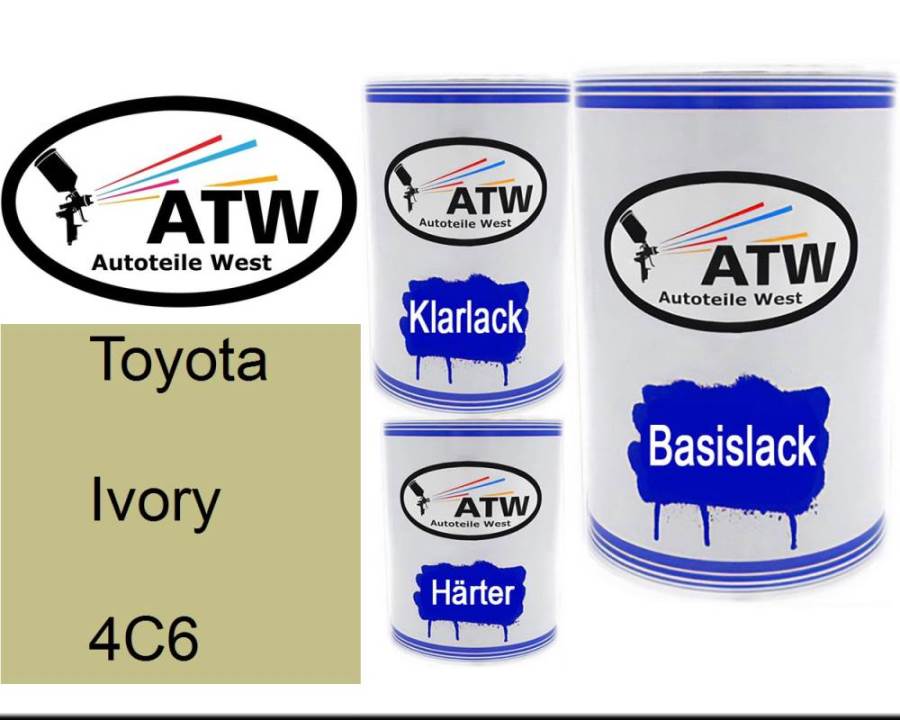 Toyota, Ivory, 4C6: 500ml Lackdose + 500ml Klarlack + 250ml Härter - Set, von ATW Autoteile West.