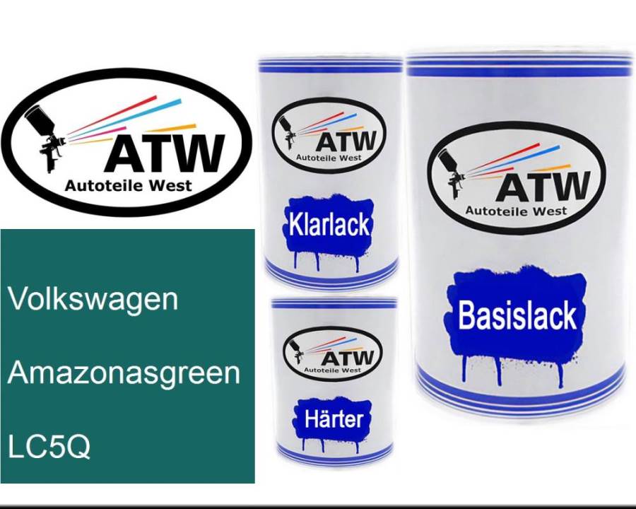 Volkswagen, Amazonasgreen, LC5Q: 500ml Lackdose + 500ml Klarlack + 250ml Härter - Set, von ATW Autoteile West.