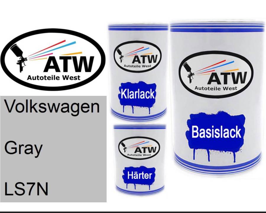 Volkswagen, Gray, LS7N: 500ml Lackdose + 500ml Klarlack + 250ml Härter - Set, von ATW Autoteile West.