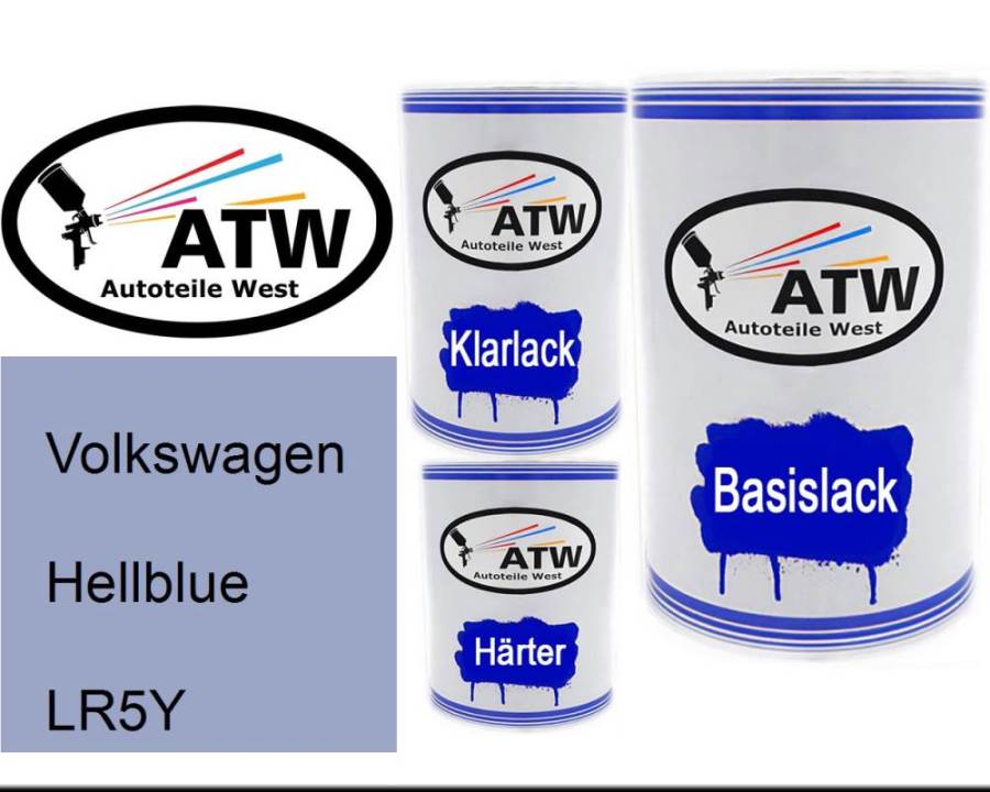 Volkswagen, Hellblue, LR5Y: 500ml Lackdose + 500ml Klarlack + 250ml Härter - Set, von ATW Autoteile West.