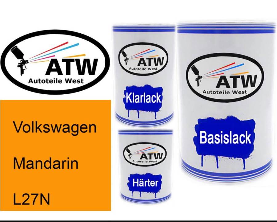 Volkswagen, Mandarin, L27N: 500ml Lackdose + 500ml Klarlack + 250ml Härter - Set, von ATW Autoteile West.