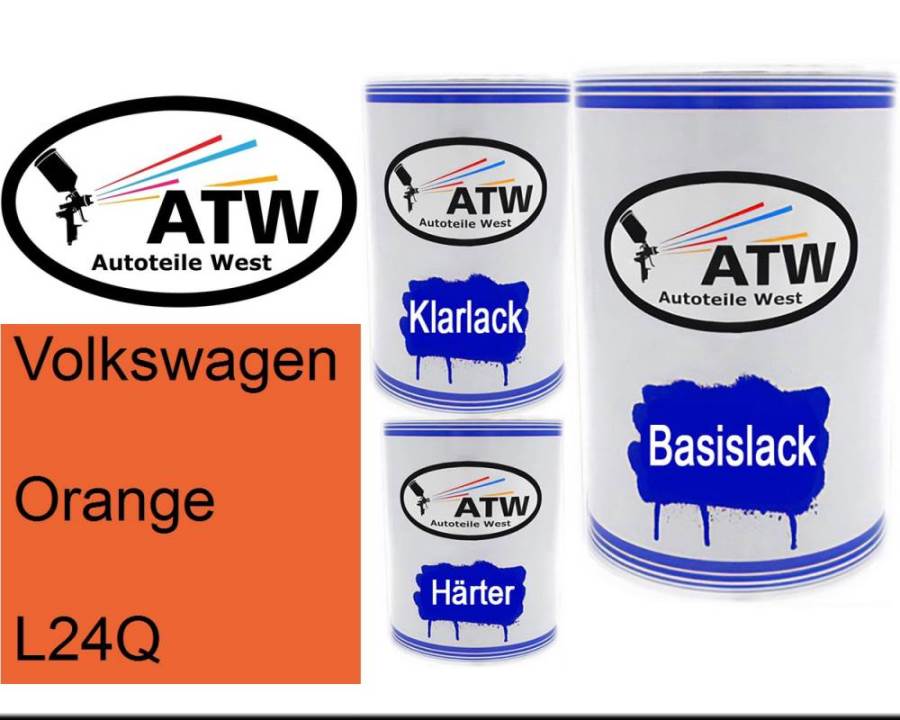 Volkswagen, Orange, L24Q: 500ml Lackdose + 500ml Klarlack + 250ml Härter - Set, von ATW Autoteile West.