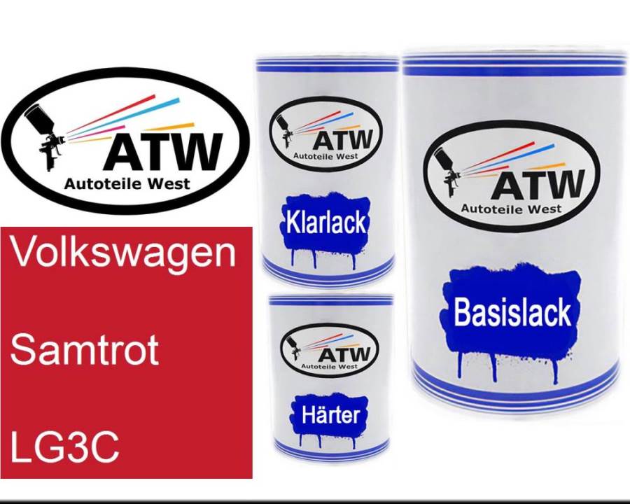 Volkswagen, Samtrot, LG3C: 500ml Lackdose + 500ml Klarlack + 250ml Härter - Set, von ATW Autoteile West.