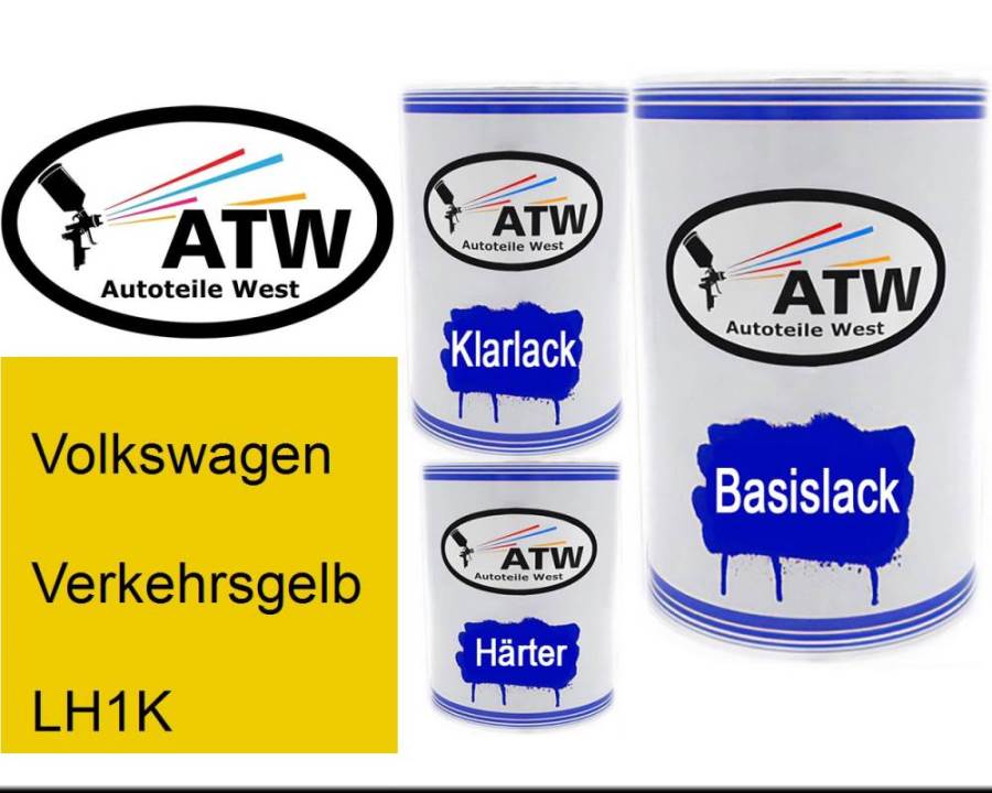 Volkswagen, Verkehrsgelb, LH1K: 500ml Lackdose + 500ml Klarlack + 250ml Härter - Set, von ATW Autoteile West.