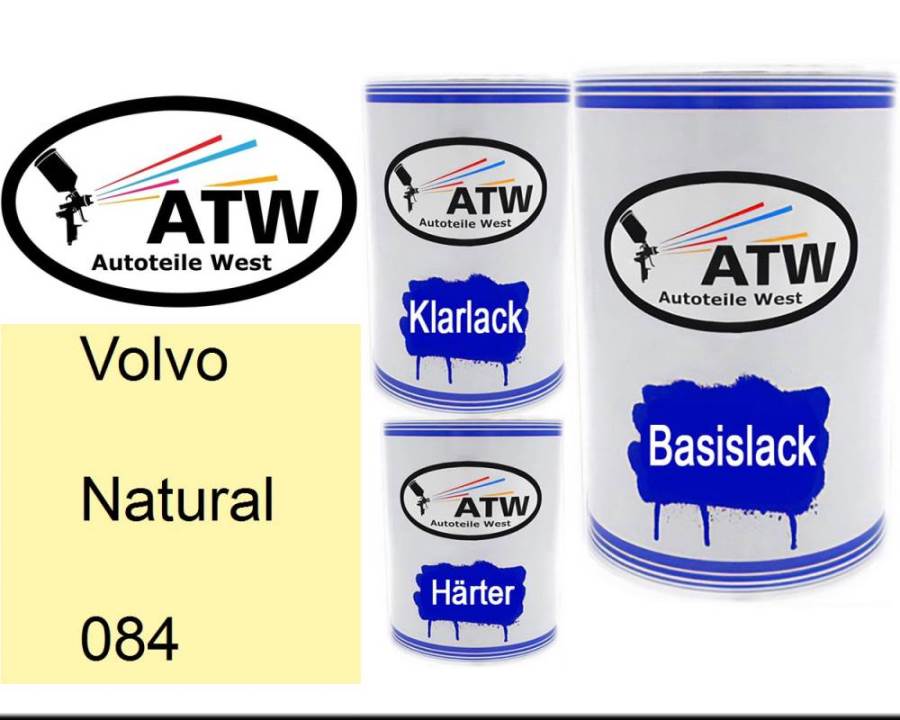 Volvo, Natural, 084: 500ml Lackdose + 500ml Klarlack + 250ml Härter - Set, von ATW Autoteile West.