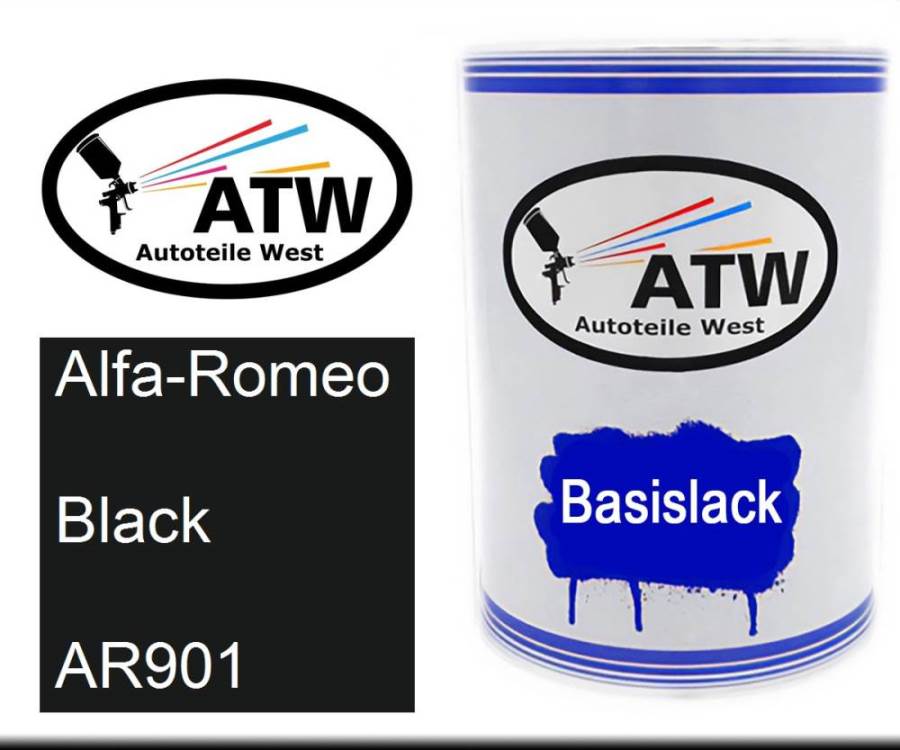 Alfa-Romeo, Black, AR901: 500ml Lackdose, von ATW Autoteile West.