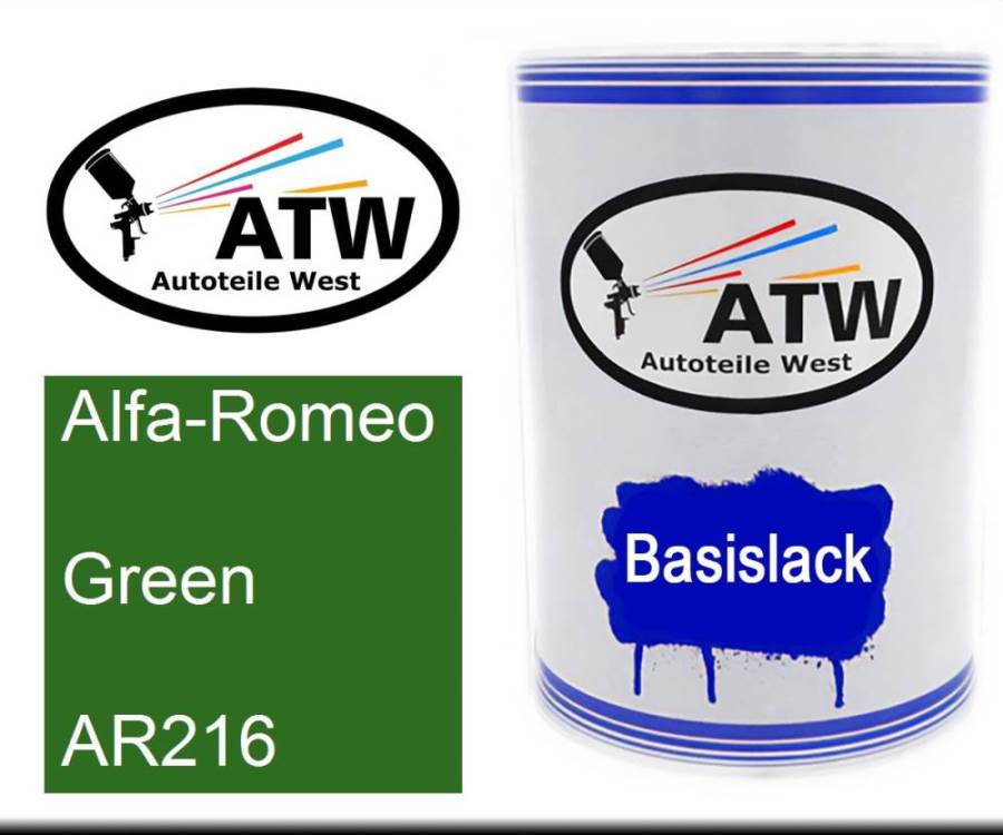 Alfa-Romeo, Green, AR216: 500ml Lackdose, von ATW Autoteile West.