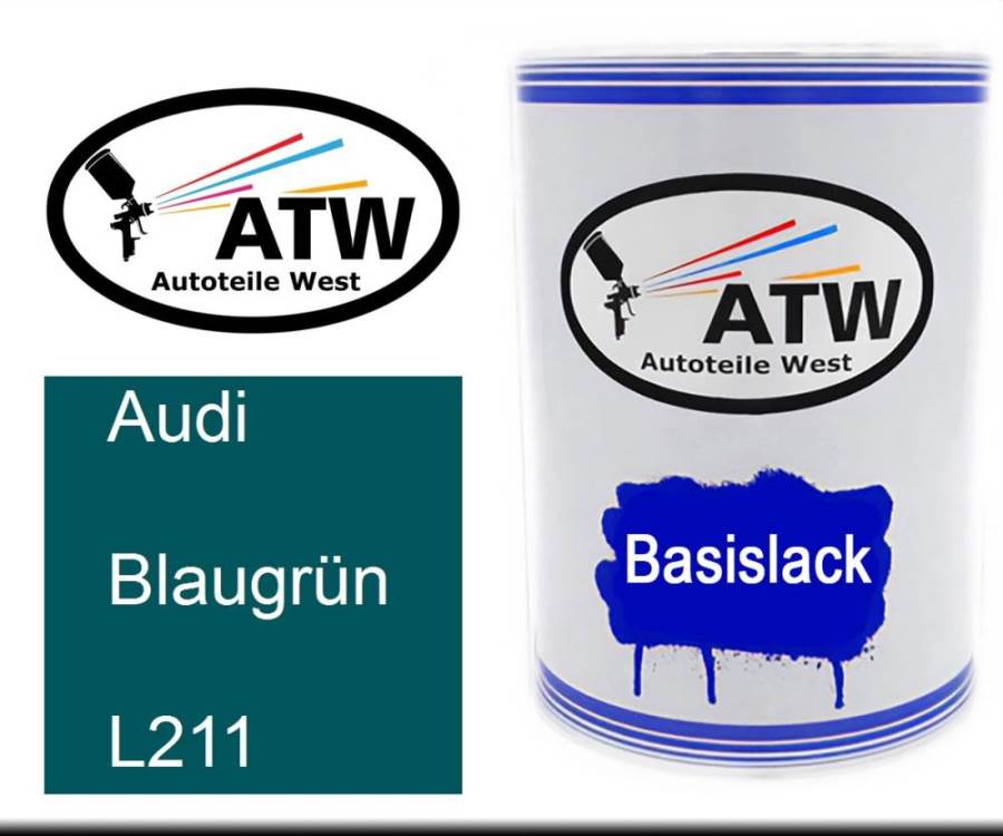 Audi, Blaugrün, L211: 500ml Lackdose, von ATW Autoteile West.