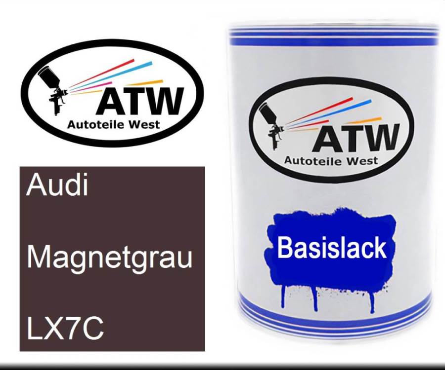 Audi, Magnetgrau, LX7C: 500ml Lackdose, von ATW Autoteile West.