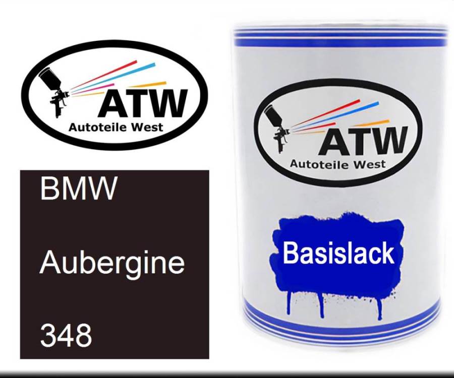 BMW, Aubergine, 348: 500ml Lackdose, von ATW Autoteile West.