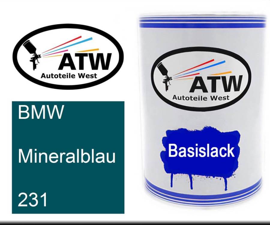 BMW, Mineralblau, 231: 500ml Lackdose, von ATW Autoteile West.