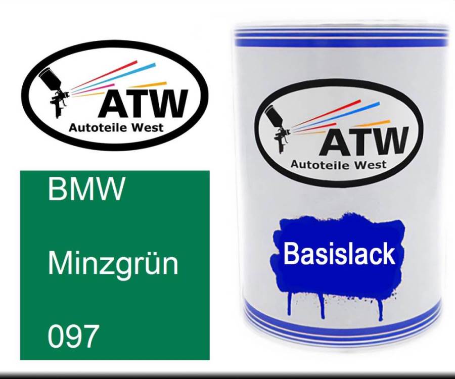 BMW, Minzgrün, 097: 500ml Lackdose, von ATW Autoteile West.