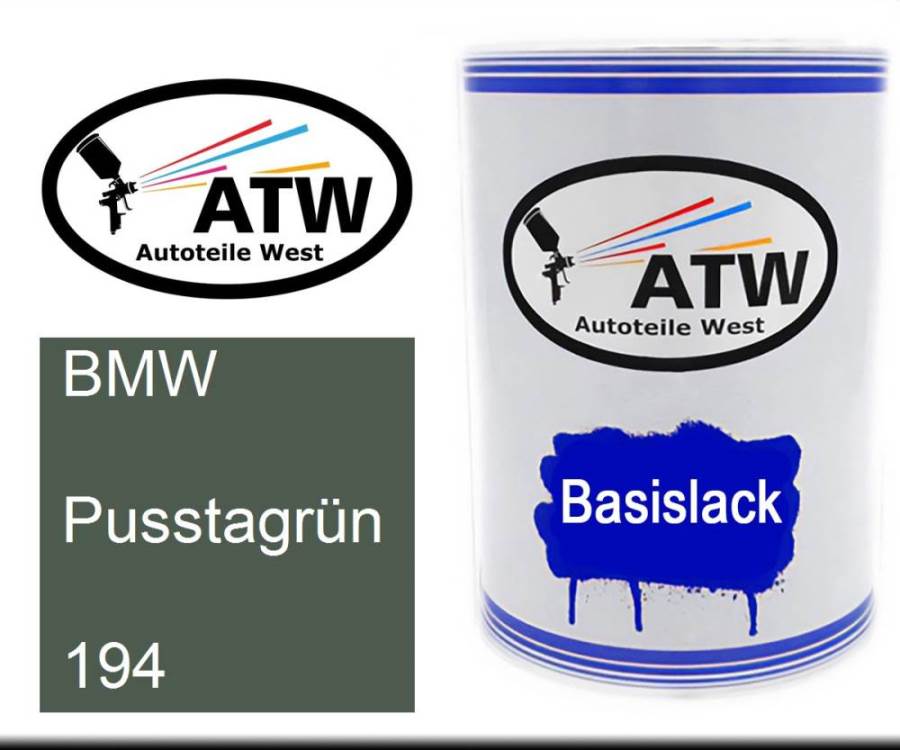 BMW, Pusstagrün, 194: 500ml Lackdose, von ATW Autoteile West.
