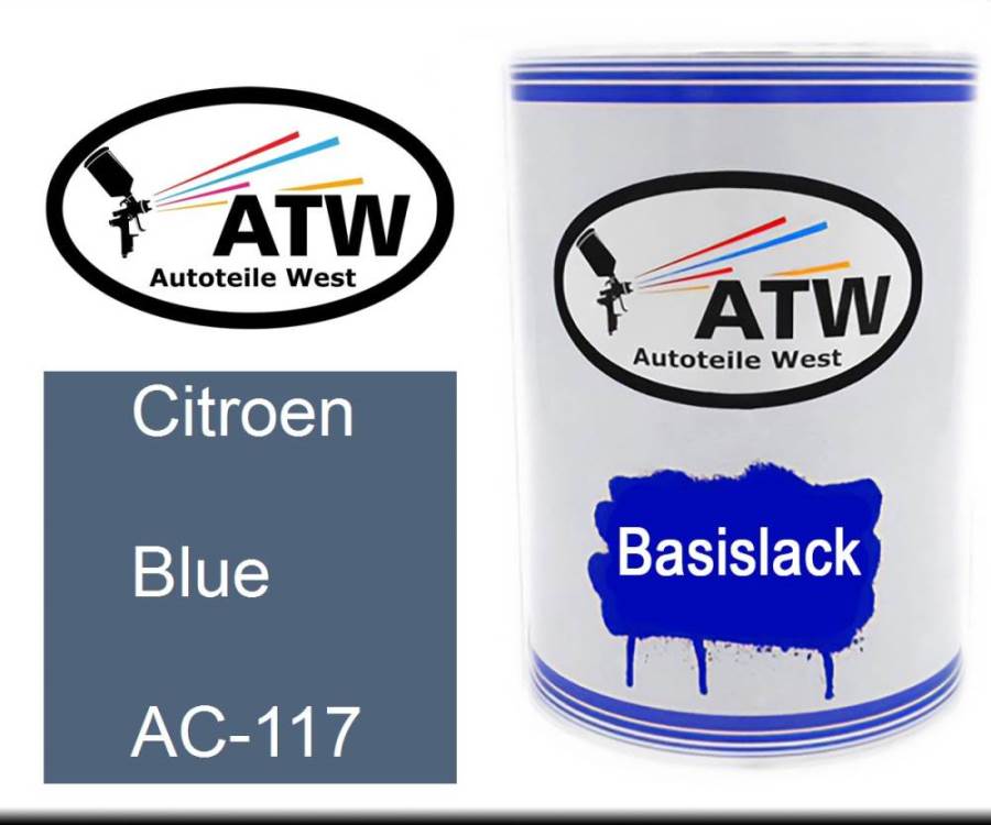 Citroen, Blue, AC-117: 500ml Lackdose, von ATW Autoteile West.