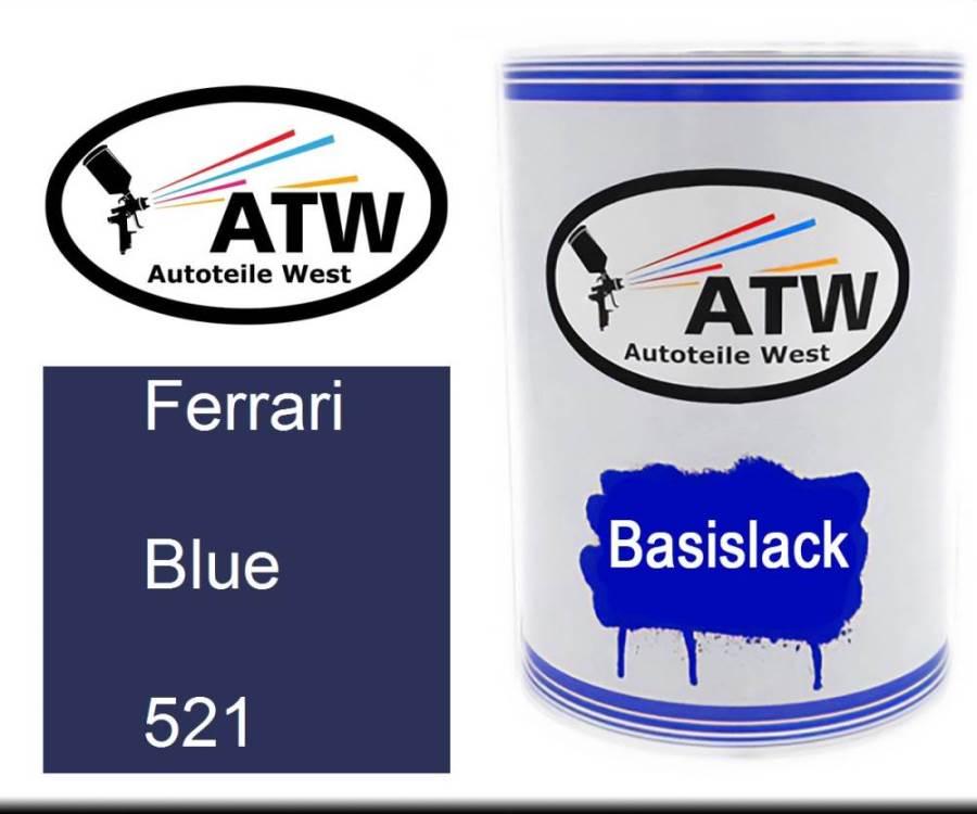 Ferrari, Blue, 521: 500ml Lackdose, von ATW Autoteile West.