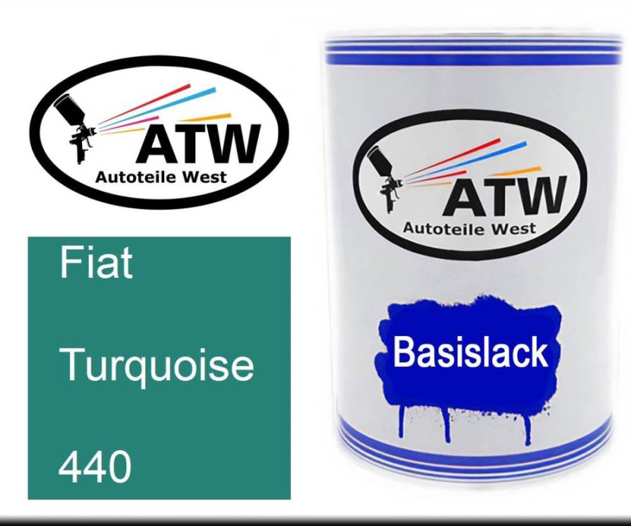 Fiat, Turquoise, 440: 500ml Lackdose, von ATW Autoteile West.