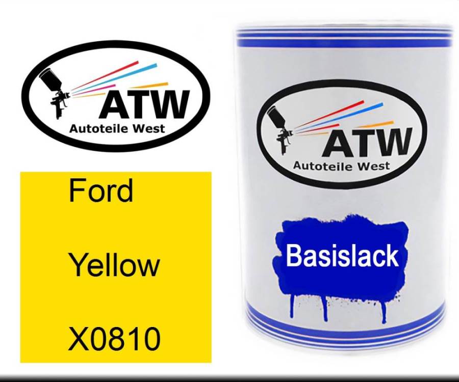 Ford, Yellow, X0810: 500ml Lackdose, von ATW Autoteile West.