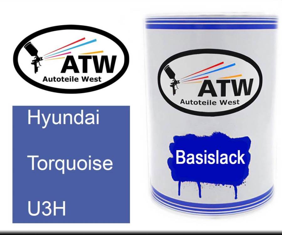 Hyundai, Torquoise, U3H: 500ml Lackdose, von ATW Autoteile West.