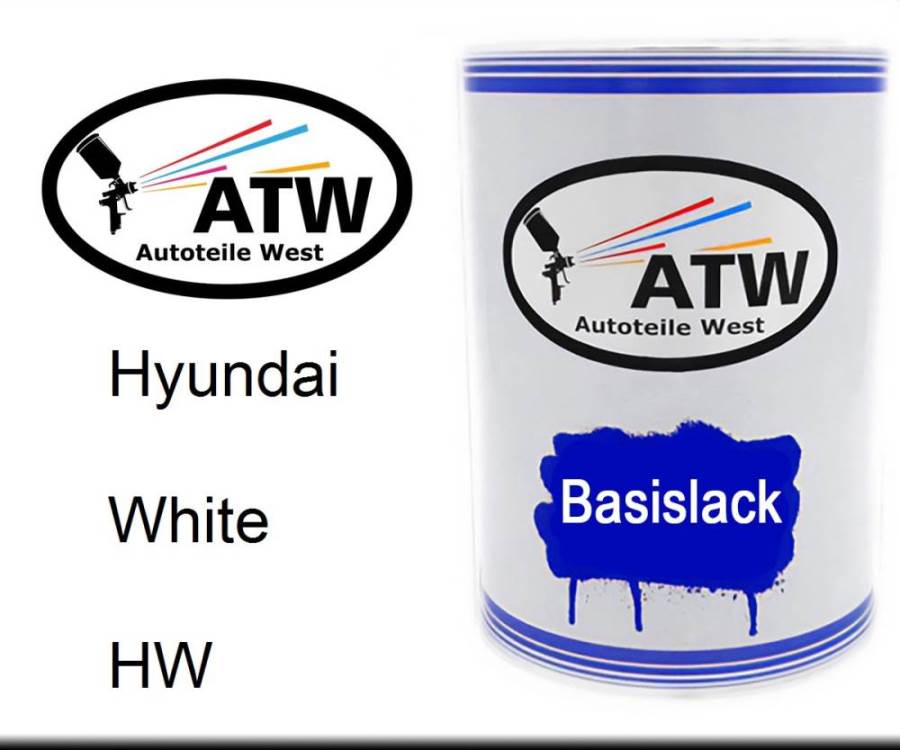 Hyundai, White, HW: 500ml Lackdose, von ATW Autoteile West.