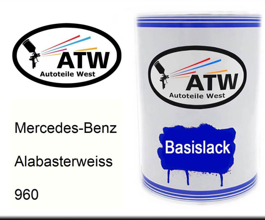 Mercedes-Benz, Alabasterweiss, 960: 500ml Lackdose, von ATW Autoteile West.