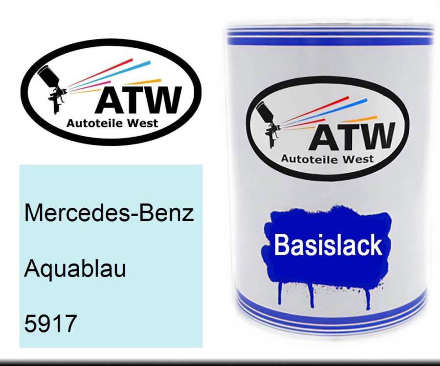 Mercedes-Benz, Aquablau, 5917: 500ml Lackdose, von ATW Autoteile West.