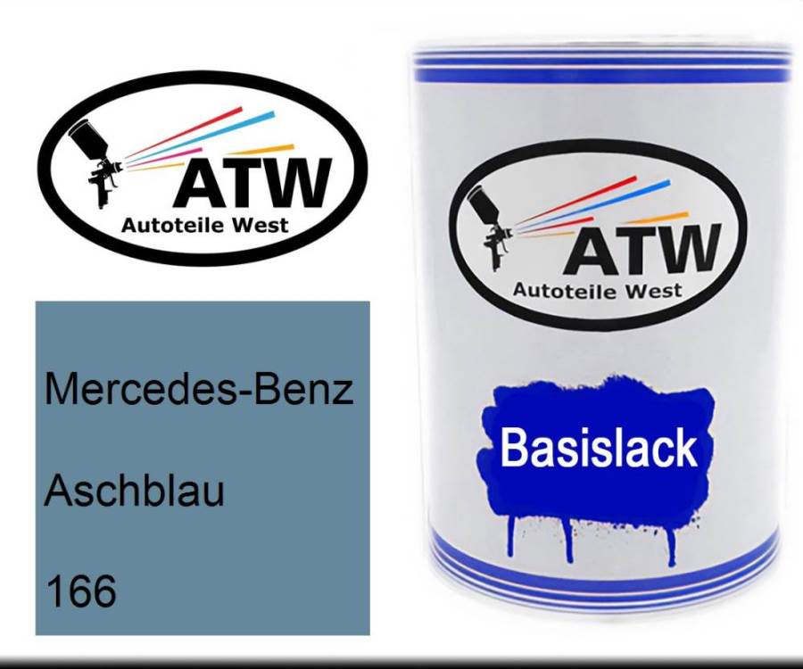 Mercedes-Benz, Aschblau, 166: 500ml Lackdose, von ATW Autoteile West.