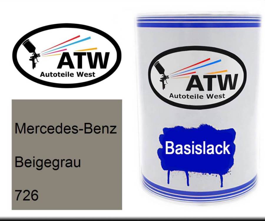 Mercedes-Benz, Beigegrau, 726: 500ml Lackdose, von ATW Autoteile West.