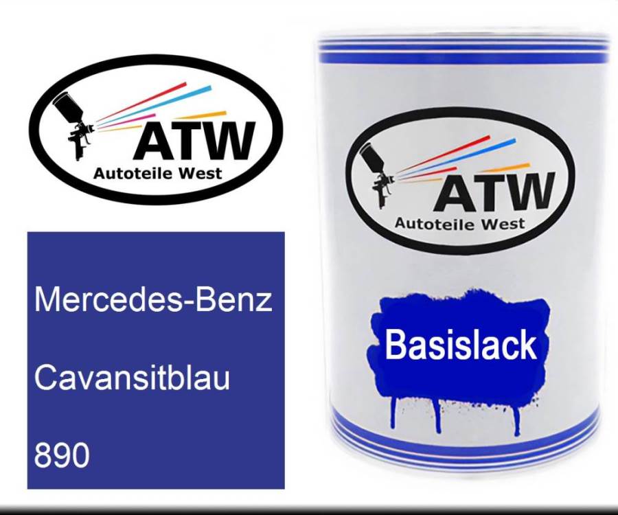 Mercedes-Benz, Cavansitblau, 890: 500ml Lackdose, von ATW Autoteile West.