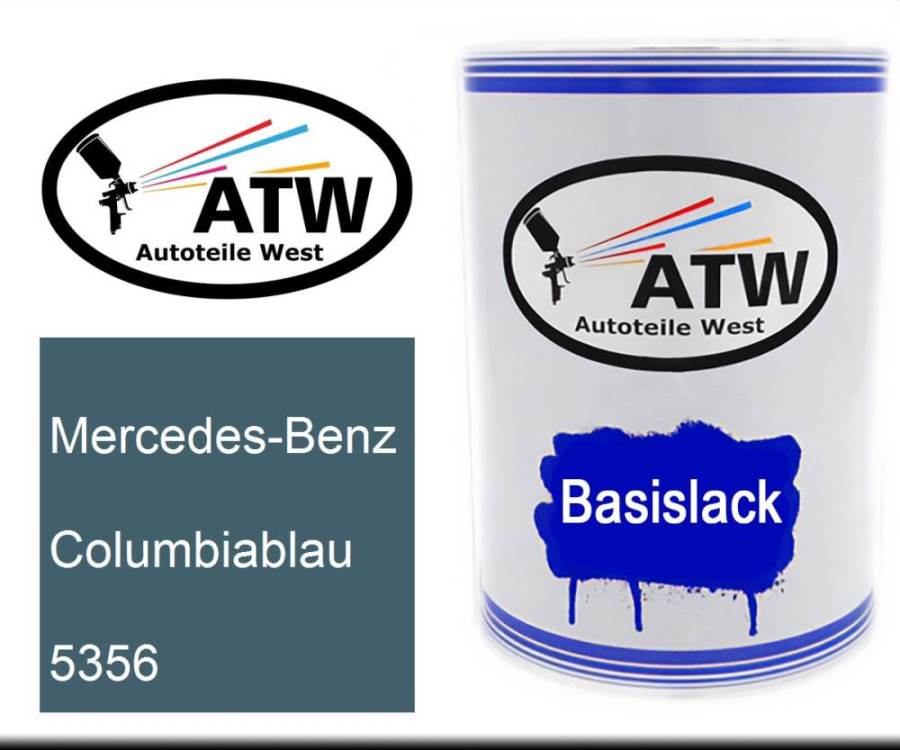 Mercedes-Benz, Columbiablau, 5356: 500ml Lackdose, von ATW Autoteile West.